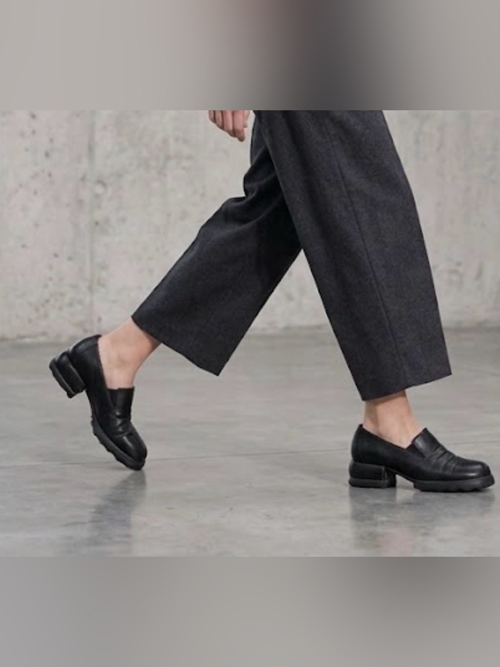 Women's Black Leather Slip-On Loafers